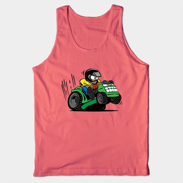 Racing Lawn Mower Tractor Cartoon Tank Top by hobrath